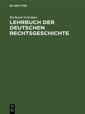 cover image of Lehrbuch der deutschen Rechtsgeschichte